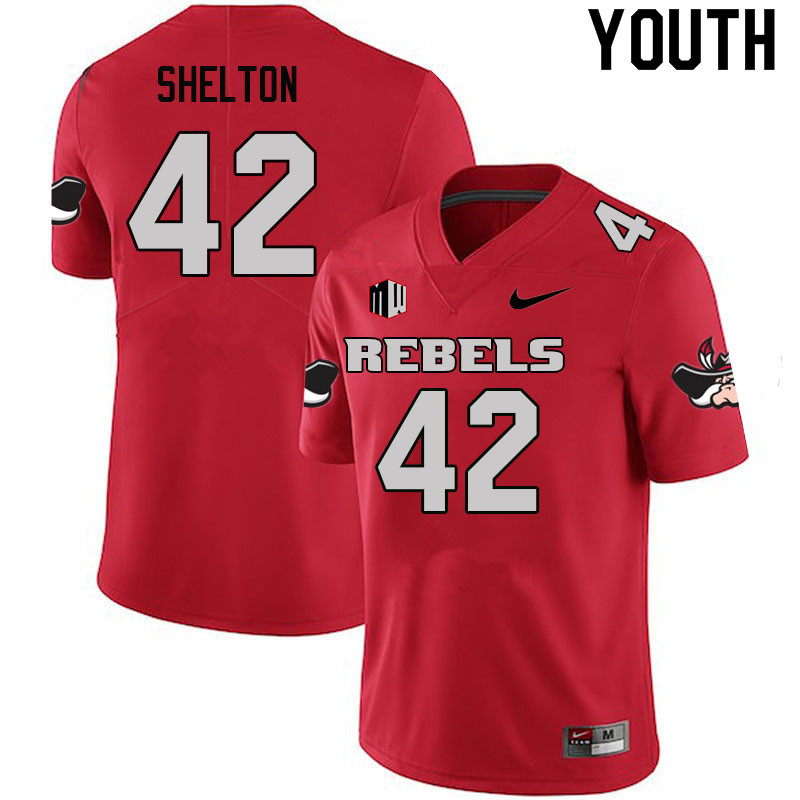 Youth #42 Elijah Shelton UNLV Rebels College Football Jerseys Sale-Scarlet - Click Image to Close
